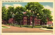 Vintage Linen Postcard Little Falls High School NY Divided Back 1930s