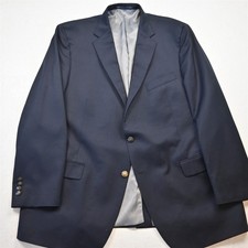 Hart Schaffner Marx 48L Navy Blue Wool USA Gold Button Mens Blazer Sport Coat