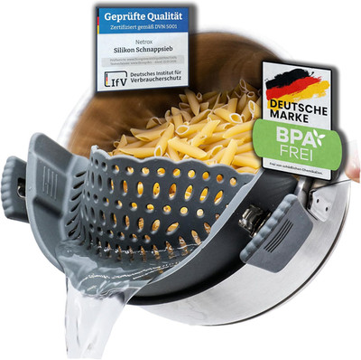 Netrox   Schnappsieb Aus Silikon   Nudelsieb Aufsatz Zum Einhängen in Topf & Pfa