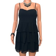 American Eagle Dress Sz 6 Black Coquette Y2K Romantic Party Tiered Vintage Fairy