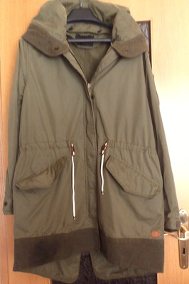 Maison Scotch Mantel Damen Jacke Parka Gr. 42/44 - mit Kapuze - khaki