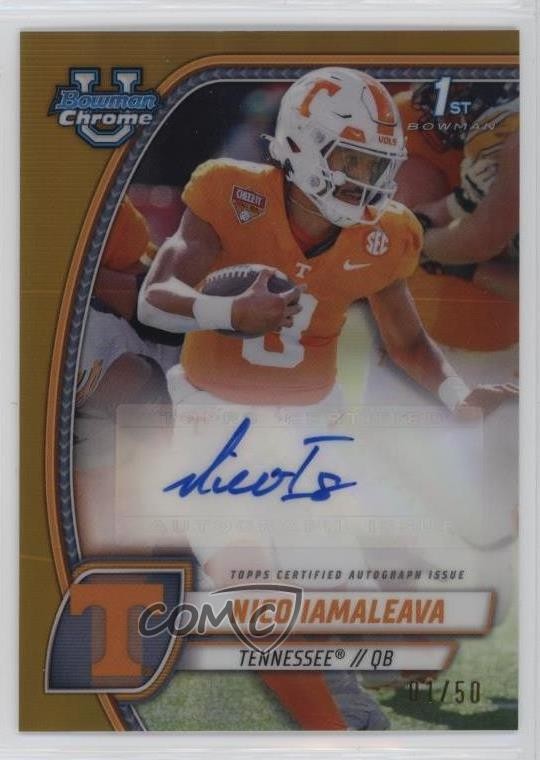 2024 Bowman U Chrome Prospect Gold Refractor 1/50 Nico Iamaleava Auto v9t