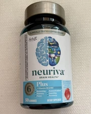 Neuriva Brain Health, Plus Vitamins B6 & B12, Strawberry, 50 Gummies Exp: 2026