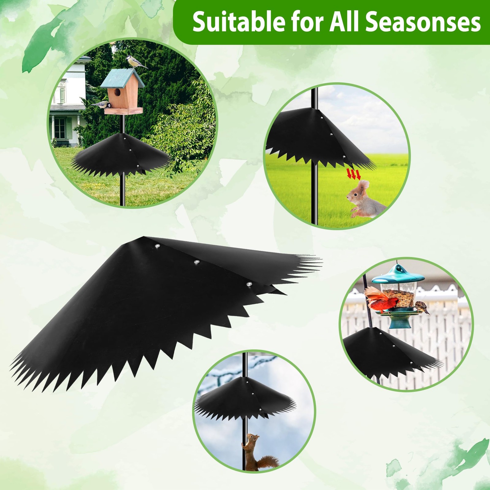 Vettisnaps 2 Pack 19-Inch PP Squirrel Baffle for Bird Feeder Pole &acirc;&euro;&ldquo; Black