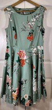 GRACE KARIN Boatneck Sleeveless Vintage Tea Dress, XS Green Floral,  Balletcore