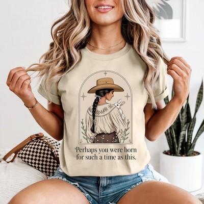 Maybe You Were Born For Damen T-Shirt Inspirierend Zitat Cottagecore