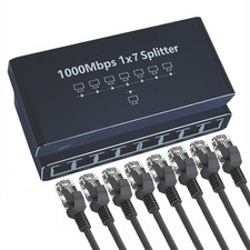 Ethernet Splitter 1 to 7 Ports 1000Mbps RJ45 Network Hub PC Laptop NS Router TV