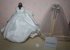 8" Madame Alexander White Gown Outfit tagged BRIDE TO BE with rose and veil