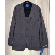 NWT Pendleton Heritage Blazer Herringbone Wool Sport Jacket Blue Grey Mens Large