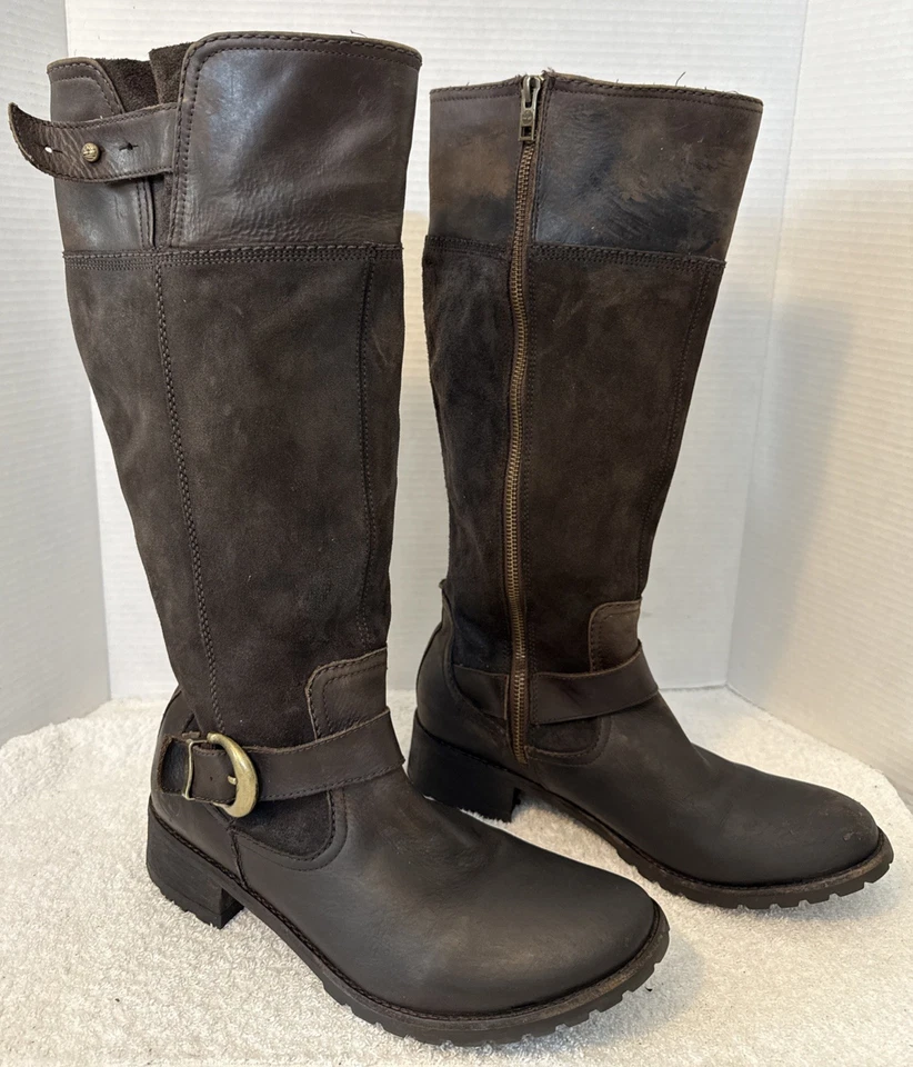 Botas de Equitação Timberland Feminina Earthkeepers Bethel Couro Marrom Alto com Zíper Tamanho 11M - Imagem 3 de 4
