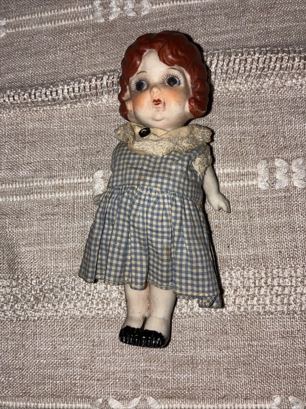 Vintage 7 Inch  Full Porcelain Doll With Moveable Arms Japan