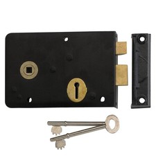 3439 - UNION 1439 3 Lever Double Handed Rimlock - 152mm BLK LH Boxed