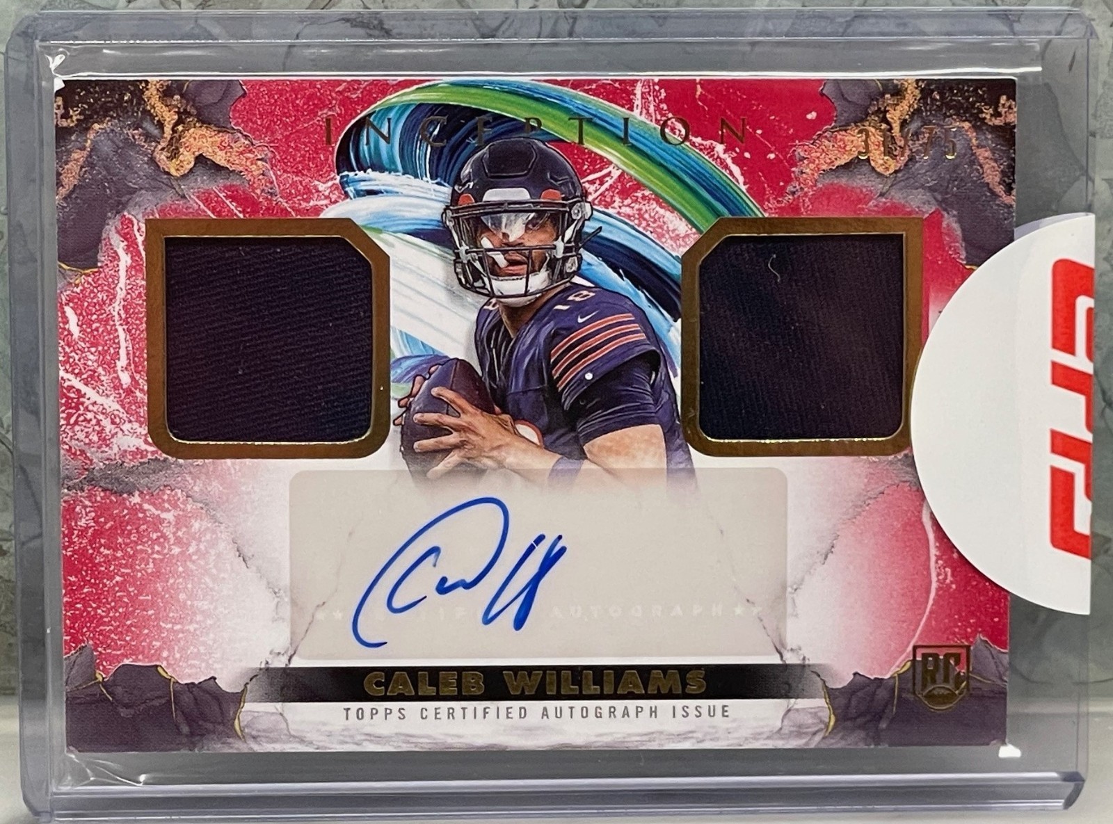 2024 Topps Inception Caleb Williams Franchise Foundation Relic Auto Red RC 31/75