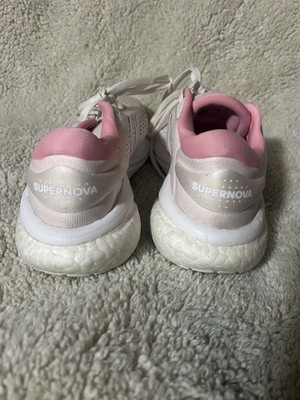 adidas Supernova Women's Lace Up Breathable White Pink Athletic Sneakers