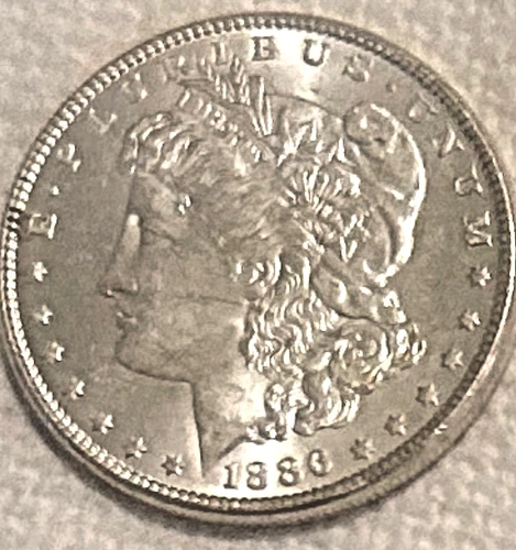 1886 P Morgan very bright, full of luster, BU  free ship Sigma tested authentic+