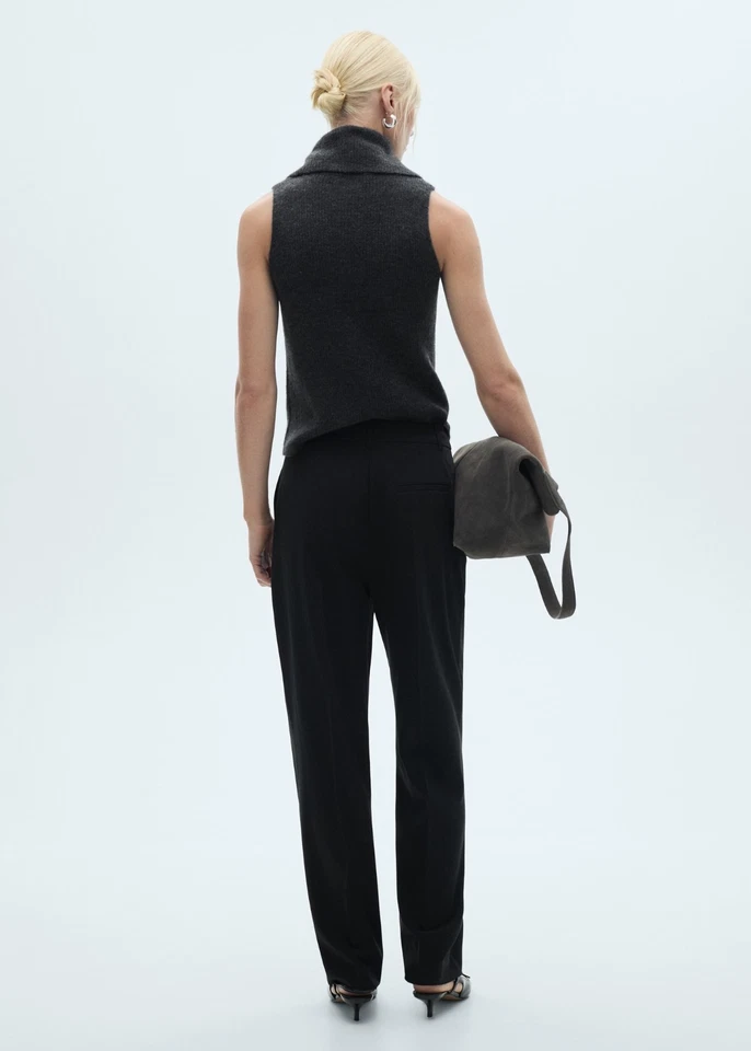 MANGO Pantalón Plisado Corte Recto 77094438 Foto 3 de 4