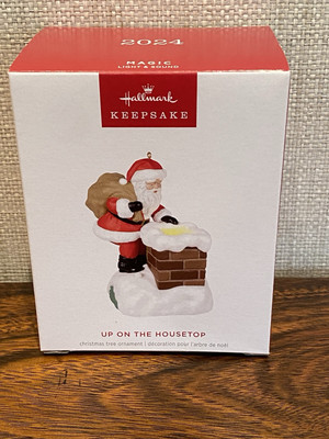 2024 Hallmark UP ON THE HOUSETOP Magic Ornament SANTA & CHIMNEY Light & Music