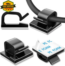 100PCS Cable Clips Adhesive Cord Holder Wire Organizer Hooks Black Home Office