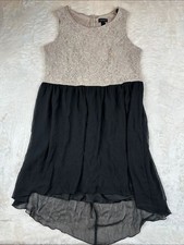 Enfocus Studio Size 20W Nude Lace Bodice with Black High-Low Chiffon Skirt Dress