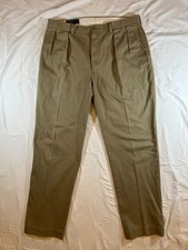 Vintage 90s Polo Ralph Lauren Ethan Pants Chino Cotton Pleated 36x32 Khaki