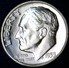 1953 GEM PROOF SILVER Roosevelt Dime Coin NICE FLASHY PRF LOT #PQ69  NR