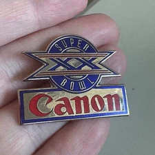 Vtg Canon Super Bowl XX Sponsor Logo Enamel Lapel Pin 1990s Football Nice!