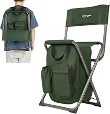 Backpack Cooler Chair Fishing Chairs W/ Backrest Folding Camping Stool Compact