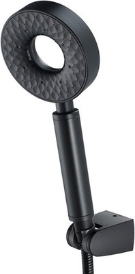 Hochdruckbrause/Brausekopf schwarz - 3 Funktionen, universal mit Schlauch