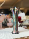 Vintage Fenton Carnival Glass Iridescent Swung Vase - Butterfly & Berry