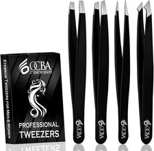 4 Pcs Tweezers for Facial Hair Women  Men Precise Grooming 4 Pack Black