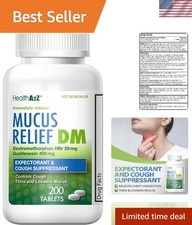 200 Count Mucus Relief DM Tablets - Guaifenesin Dextromethorphan for Coughs