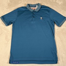 Robert Graham Polo Shirt Men's Size Medium Blue Skull Rose Embroidered Logo Golf