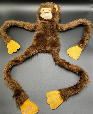 Vtg Hanging Monkey Stuffed Animal Hand Puppet 36  Brown Shaggy Plush Red Tongue