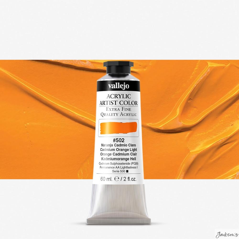 Vallejo Artist Acrylic Paint 60ml Cadmium Orange Light Fine Art Colour