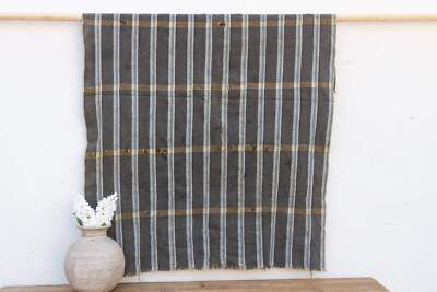 Vintage Charcoal Striped African Mud Cloth