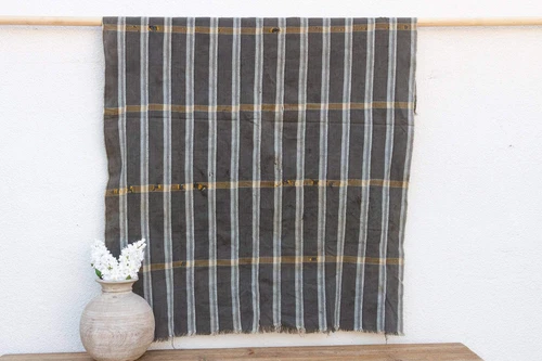 Vintage Charcoal Striped African Mud Cloth