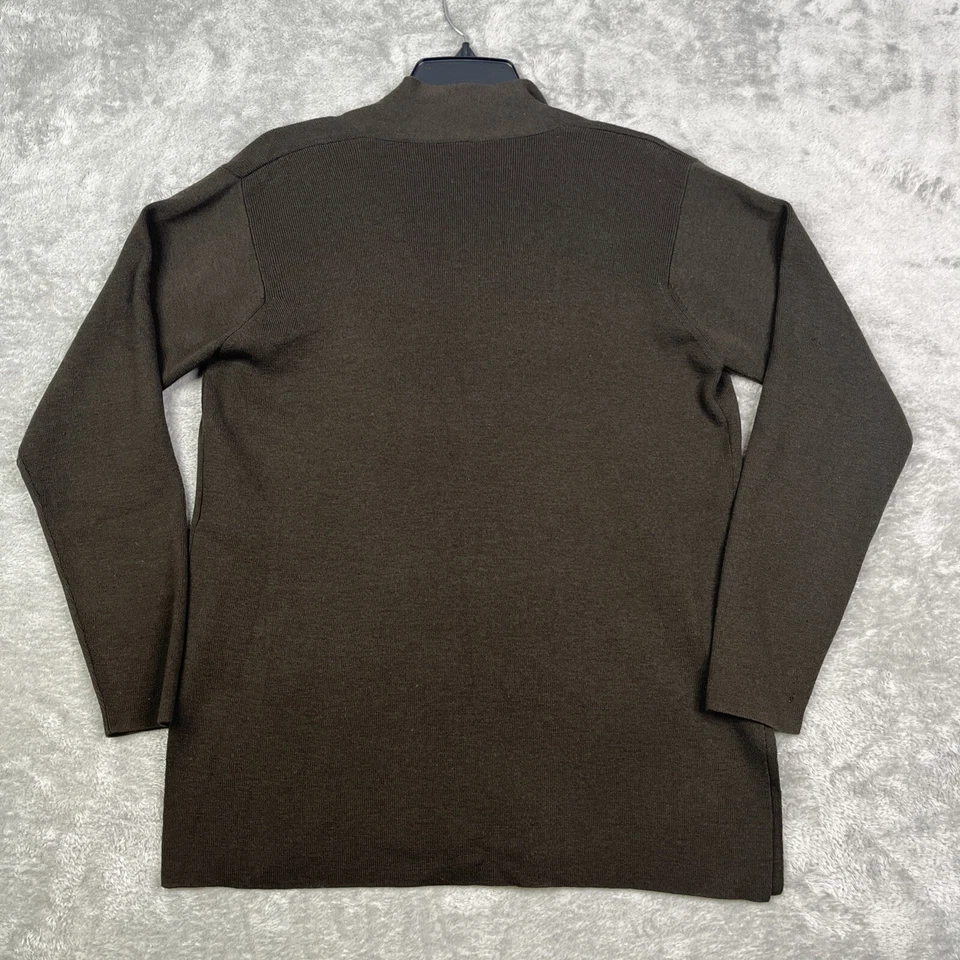 De colección. Cárdigan para mujer Eileen Fisher XS suéter de lana frente abierto marrón defecto liso Foto 3 de 4