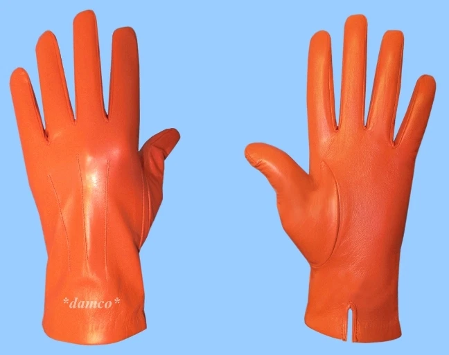 NEW MENS size 10 GENUINE ORANGE LAMBSKIN LEATHER DRESS GLOVES with SILK LINING