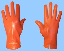 NEW MENS size 8.5 GENUINE ORANGE LAMBSKIN LEATHER DRESS GLOVES with SILK LINING