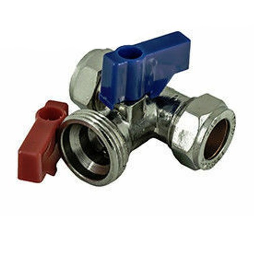 Compression Tap Washing Machine Dishwasher 180° Degree TPiece Valve 3/4" 15mm eBay