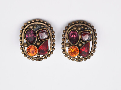 Boucles D'oreilles Clips Vintage - Laiton Doré, Modèle Pendantes, Occasion