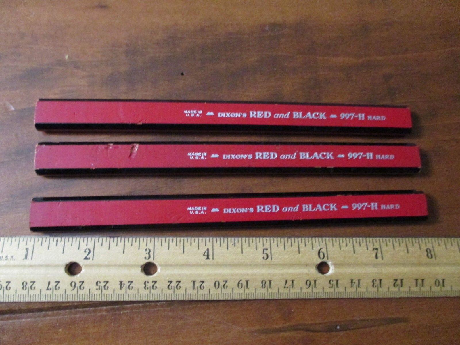 Set of 3 vintage Dixon's Red and Black carpenter pencils 997H USA