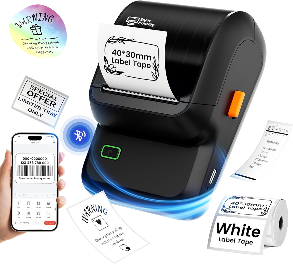 Bluetooth Thermal Label Maker for Small Business, 2 Inch Label Printer  