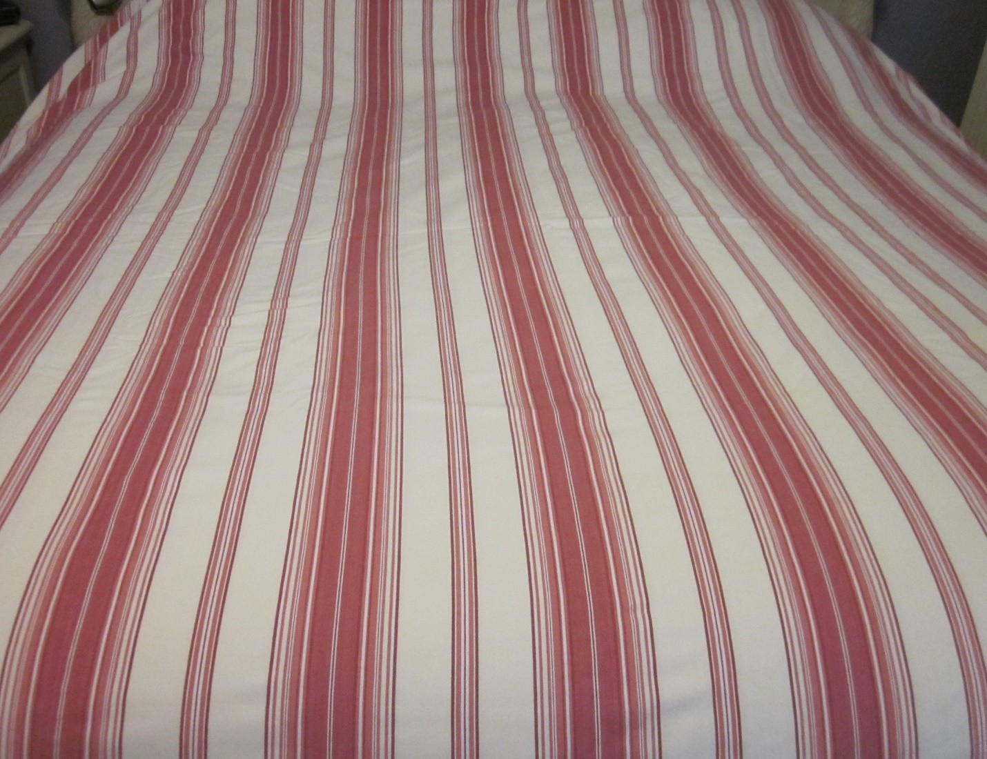 3pc Pottery Barn Pink Rose White Stripe Duvet Full Size