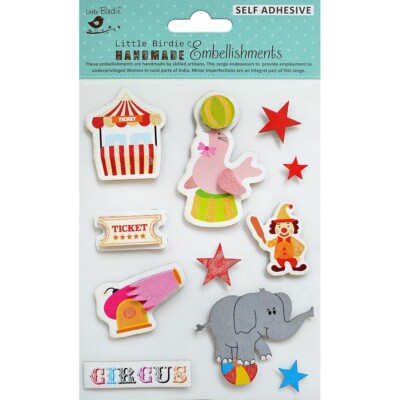 Stickers 3D Little Birdie Circus Ticket Booth Seal Clown Elephant Balls Stars