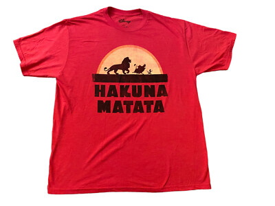 The Lion King Shirt Men's Extra Large Hakuna Matata Disney Red Tee Graphic Logo