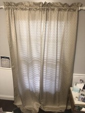 Set Two Rod Pocket Window Panels Drapes Curtains 36" x 95" Gold Textured X Long