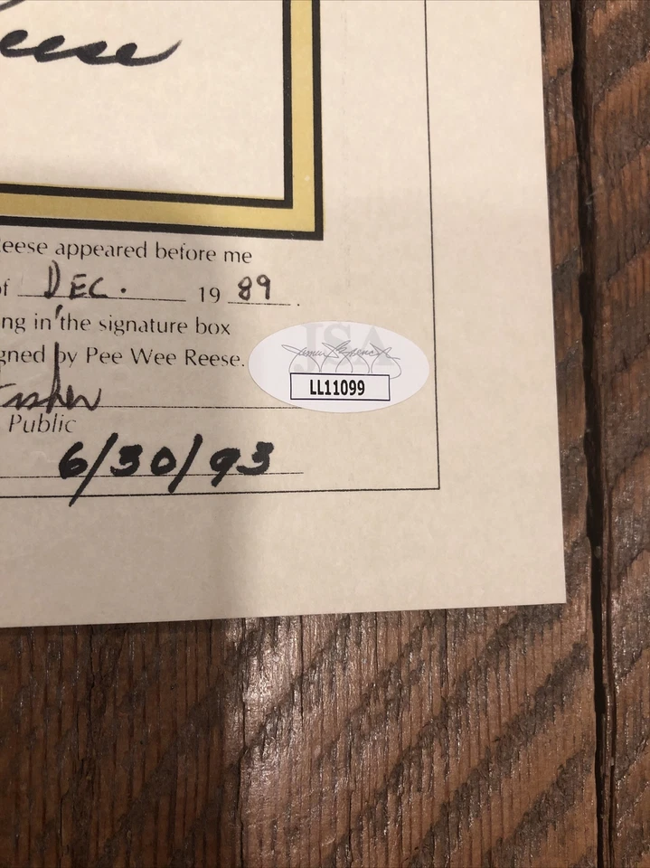 Pee Wee Reese Autographed 8x10 Stat Sheet HoF - JSA Pristine! Dodgers - Image 3 of 4