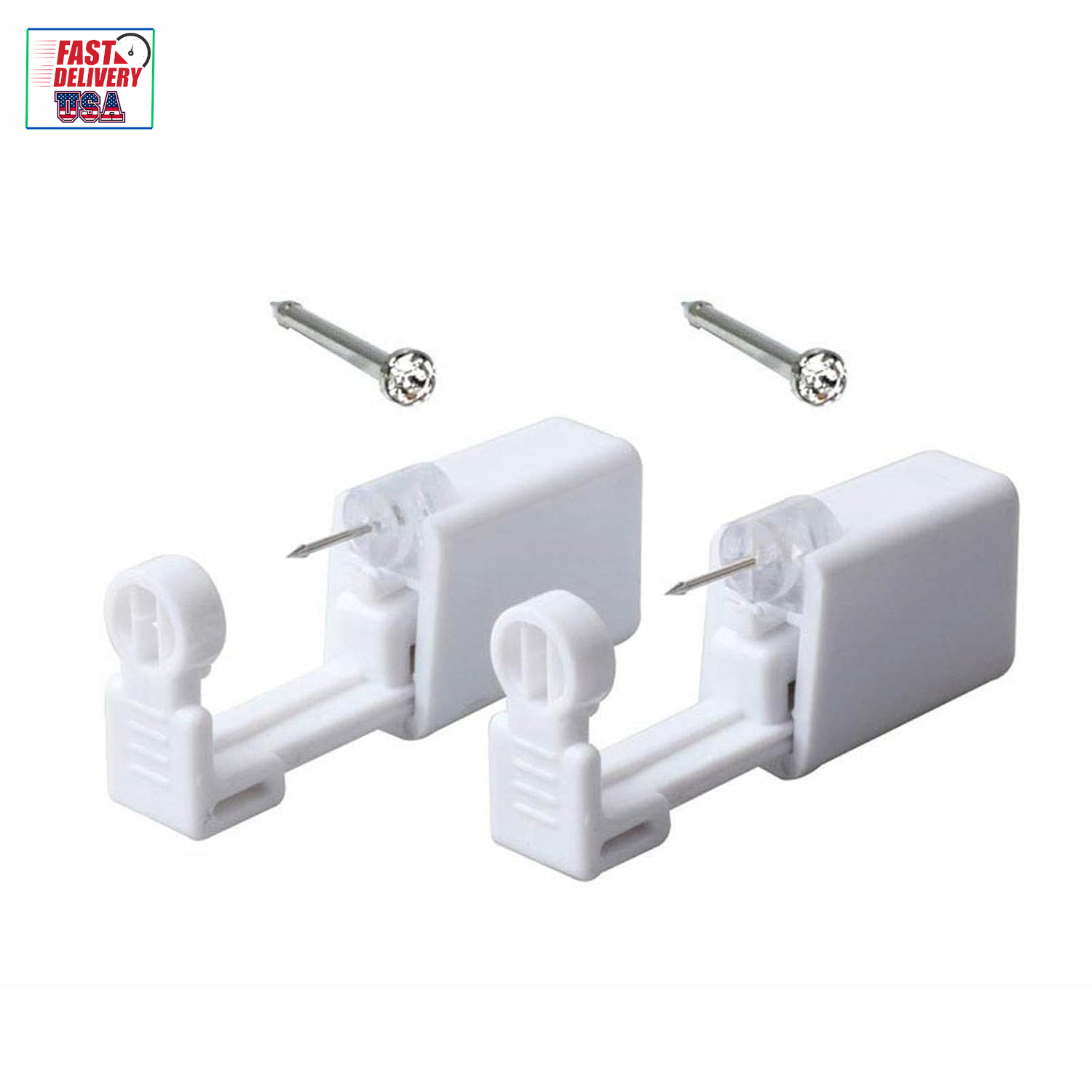 2 Pack Safety Self Piercing Gun Kit with Stud for Ear Nose, Painless (White)