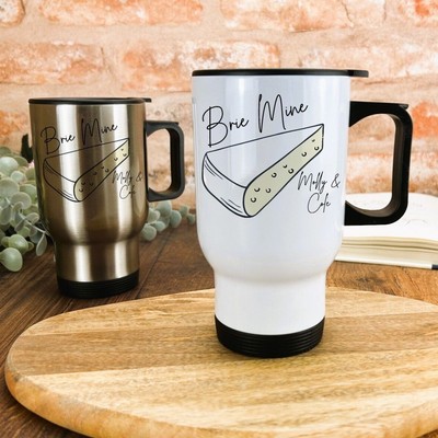 Brie Mine Käse Wortspiel lustiger personalisierter Reisebecher | Valentinstag | Freund
